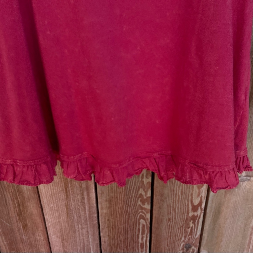 Altar'd State Ruffled Hem Short Sleeve Pink Top.  Size Large - Picture 6 of 15